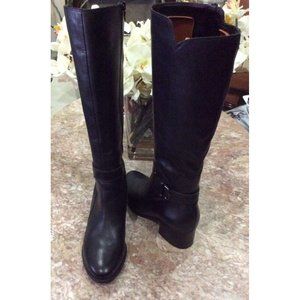 New Naturalizer KOKA Womens Black Leather Knee High Boots With Zipper  Size 8